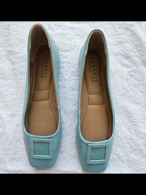 Journee Collection Women's Aqua Blue Square-Toe Ballet Flats Womens Size 12